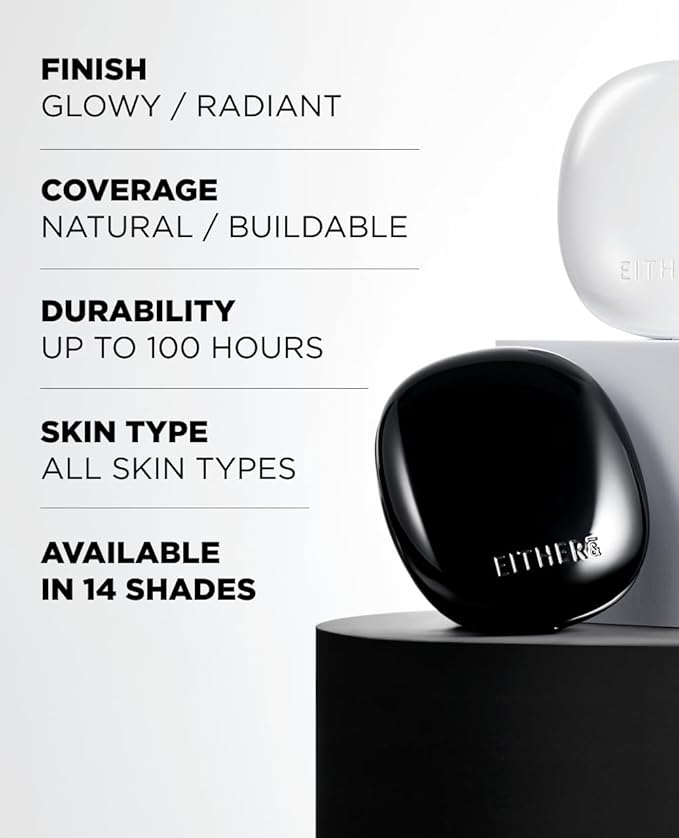 EITHER& Glow Pixel Cushion Foundation, Natural Coverage, Glow Finish – Up to 100 Hours, Moisturizing and Hydrating, Korean Beauty (#25P Honey, 12g)