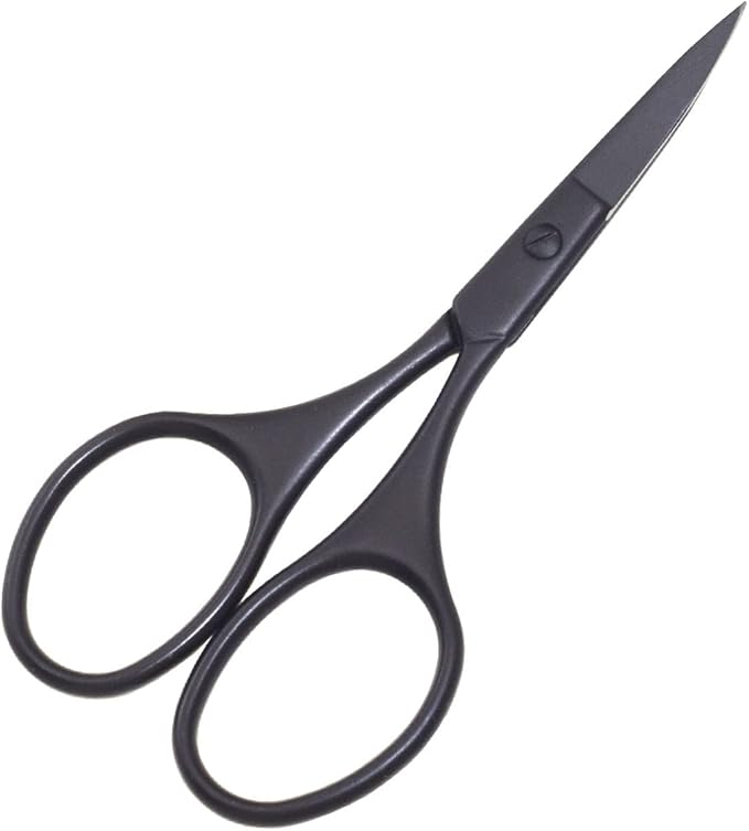 Multicolor Professional Grooming Scissors for Personal Care Facial Hair Removal and Ear Nose Eyebrow Trimming Stainless Steel Fine Straight Tip Scissors 3.9 Inch (Black Curved D)