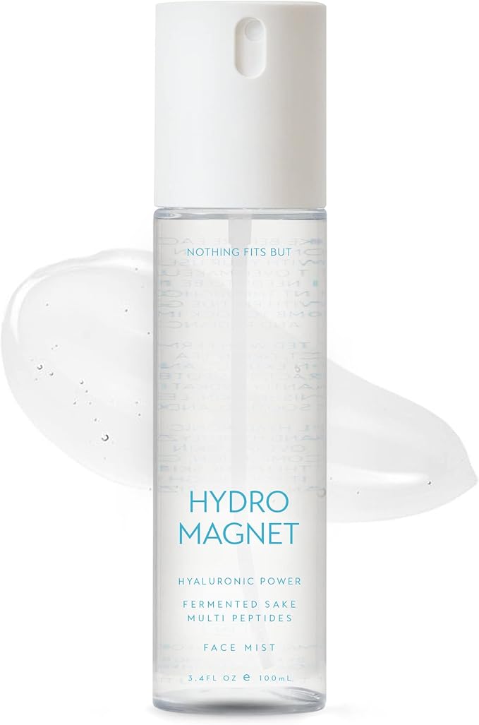 NOTHING FITS BUT Hydro Magnet Facial Mist, Hydrating Toner with Hyaluronic Acid, Fermented Sake & Multi Peptides (3.4 Fl Oz/ 100 ml)
