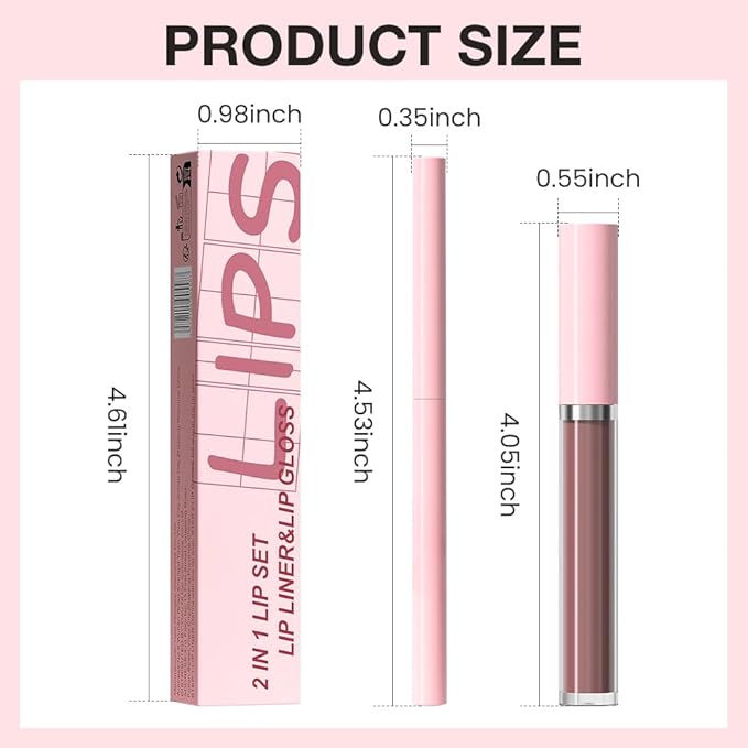 AMY'S DIARY 2pcs Matte Dark Red Lip Liner & Lipstick Makeup Set, Liquid Lipstick 24H and Lip Liner Set Matt Liquid Lips Make Up Waterproof Long Lasting (10#, 2 Pcs Set)