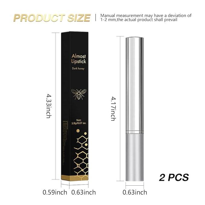 2Pcs Honey Lipstick Tinted Lip Balm, Sheer Hydrating Lip Stain for All Skin Tones, Natural Lightweight Lips Gloss Makeup for Women, Vegan & Cruelty-Free