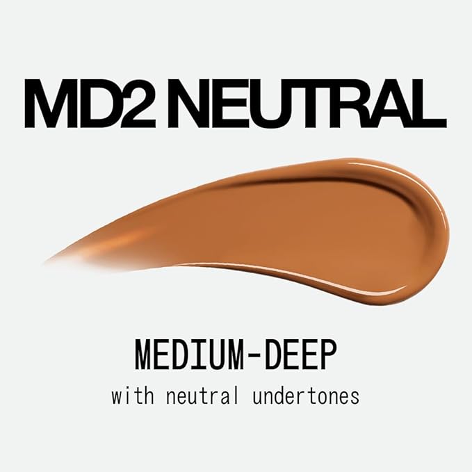 about-face THE PERFORMER Skin-Focused Foundation MD2Neutral – Medium Coverage, Long-Wear, Breathable & Buildable Base – Clean, Vegan, Hydrating Formula with Blue Agave & Chlorella – 1.08oz
