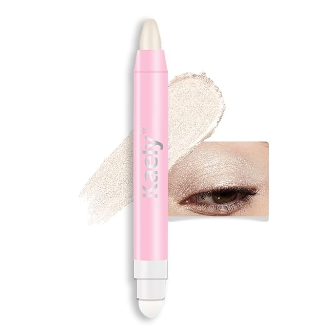 evpct 1Pcs Blonde Shimmer Cream Eye Shadow Brightener Sticks for Eyes Waterproof Pigmented, Double Ended Cream Eyeshadow Stick Pencil Pen with Applicator, Eye Shadow Palette Highlighter Makeup 38