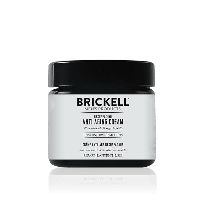 Brickell Men's Products Resurfacing Anti-Aging Face Cream For Men, Natural and Organic Face Moisturizer, Vitamin C Cream For Wrinkles, 2 Ounce, Scented
