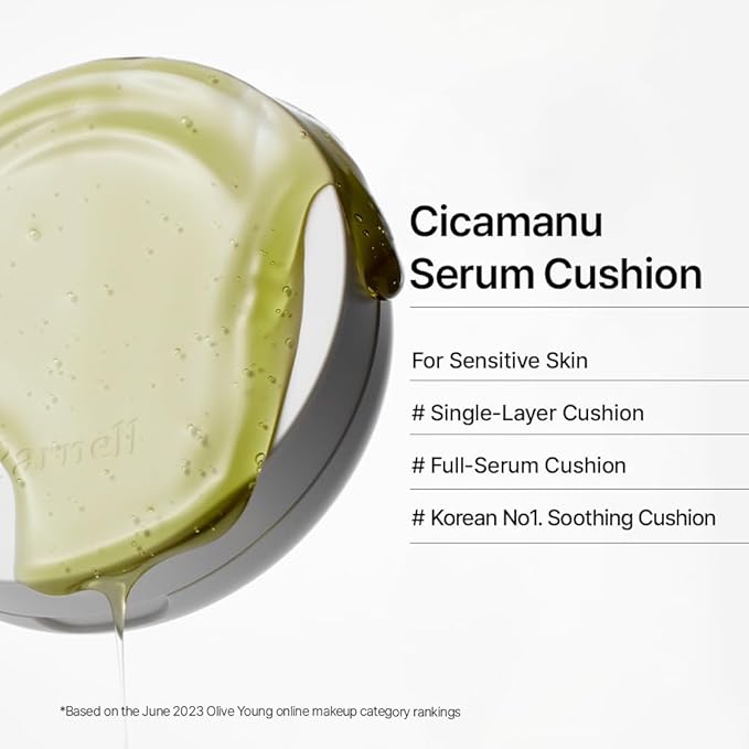 Parnell Cicamanu Serum Cushion 55N Rich Java 0.52 fl oz | Hydrating Serum Foundation for Soothing, Pore Blurring & Radiant Glass Skin | Lightweight Korean Cushion for Sensitive Skin | K-Beauty