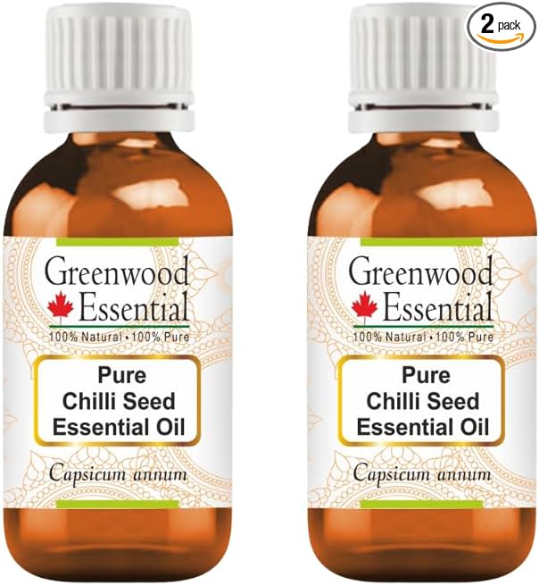 Greenwood Essential Pure Chilli Seed Essential Oil (Capsicum annum) Steam Distilled (Pack of Two) 30ml X 2 (2 oz)