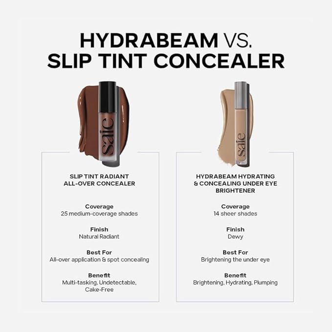 Saie Slip Tint Radiant Cream Concealer & All-Over Face Makeup - Concealer for Dark Circles, Redness & Blemishes - Lightweight Makeup Made with Hydrating Hyaluronic Acid - Shade 8 (0.17 oz)