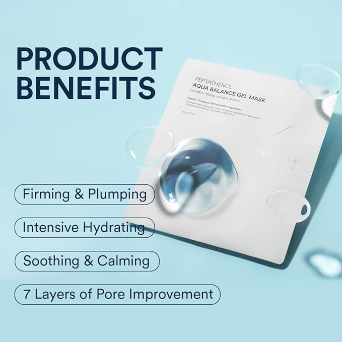 ANOTHERFACE PEPTATHENOL™ Aqua Balance Mask 4pcs, Overnight Deep Hydrating Hydrogel Mask Pack, Korean skin care, Pore Minimizing, Lifting & Firming, Non-irritation, Vegan, Korean Skin Care