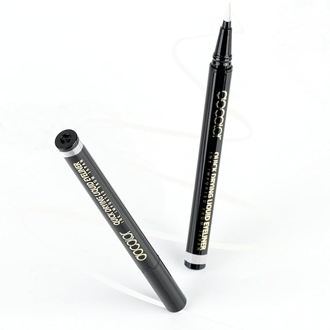 docolor Waterproof Eyeliner Pen Longwearing with Ultra-Fine Tip Liquid Eye Liner (White)