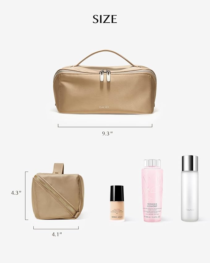 EACHY Travel Makeup Bag,Large Capacity Cosmetic Bags for Women,Waterproof Portable Pouch Open Flat Toiletry Bag Pattern Makeup Bag