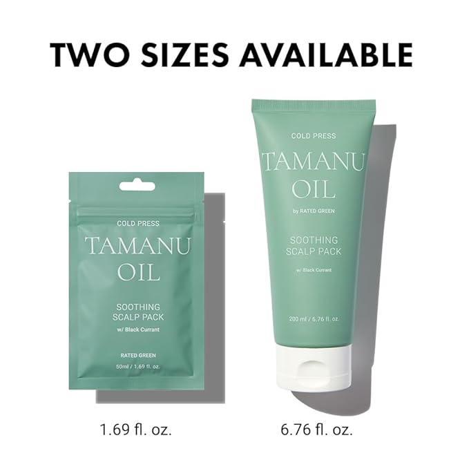 RATED GREEN Tamanu Oil Soothing Scalp Pack | Organic Cold Pressed Black Currant | Deep Relief for Irritated & Sensitive Scalp | Silicone-Free, Korean Hair Care | 6.76 Fl. Oz