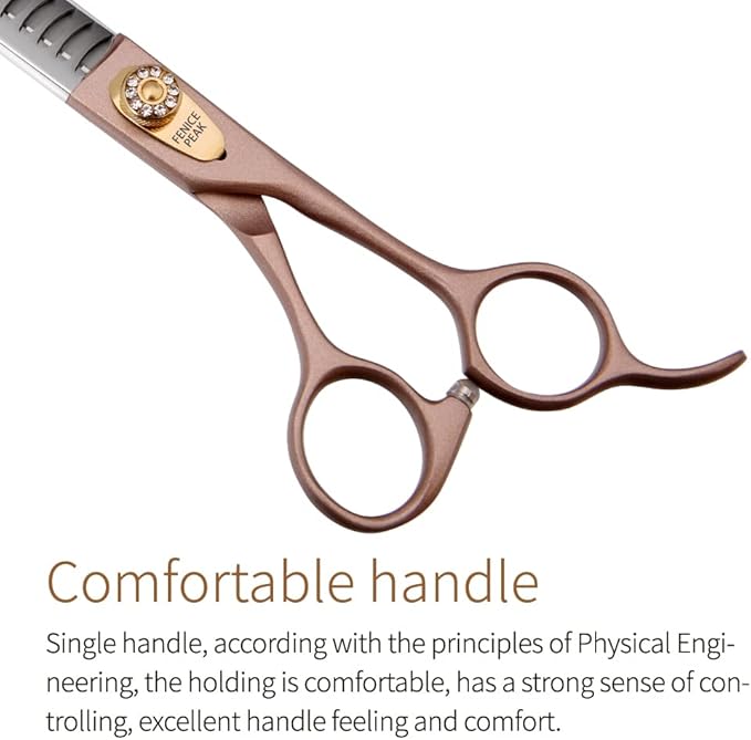 Fenice Peak 7‘’ Professional Dog Grooming Scissors Set Rose Gold 440C Stainless Steel Straight Thinning Curved Chunker Shears 4pcs Set for Pet Grooming Services Dogs and Cats