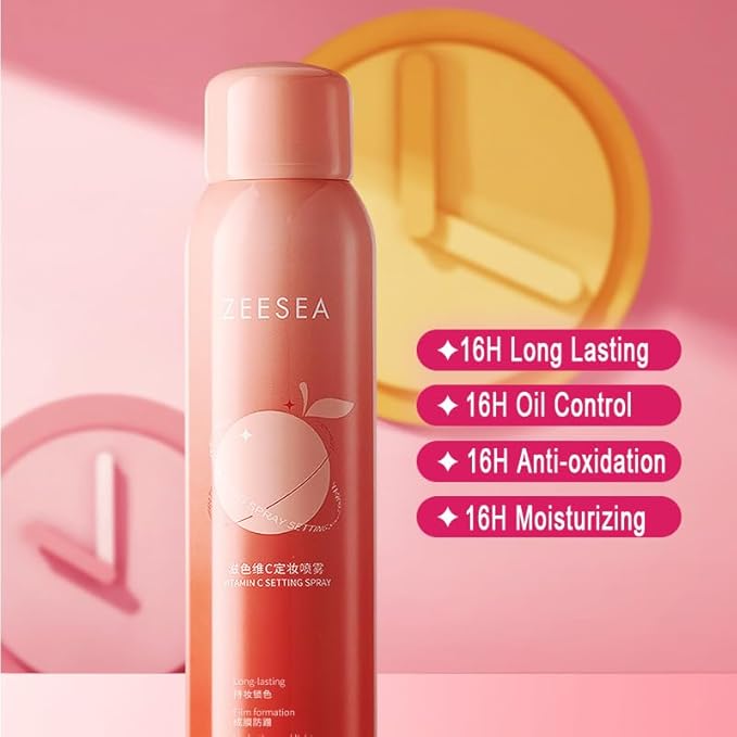 zeesea Vitamin C Hydrating Makeup Setting Spray for Face, Waterproof Make up Setting Fixer Mist type Spray, Long-lasting for 16 hours, Oil Control, 2pcs