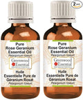 Greenwood Essential Pure Rose Geranium Essential Oil (Pelargonium roseum) Steam Distilled (Pack of Two) 10ml X 2 (0.66 oz)
