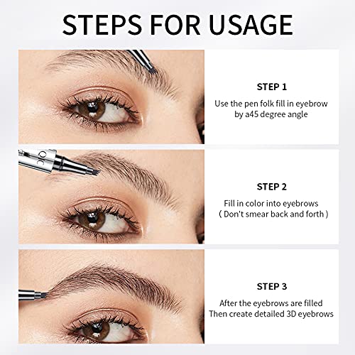 Microblading Eyebrow Pencil, Eyebrow Pen with an Upgrade Micro-Fork Tip Applicator, Waterproof Microblading Brow Pen,Last All Day, Brow Pencil for Natural Looking Brows Makeup (Reddish Brown)