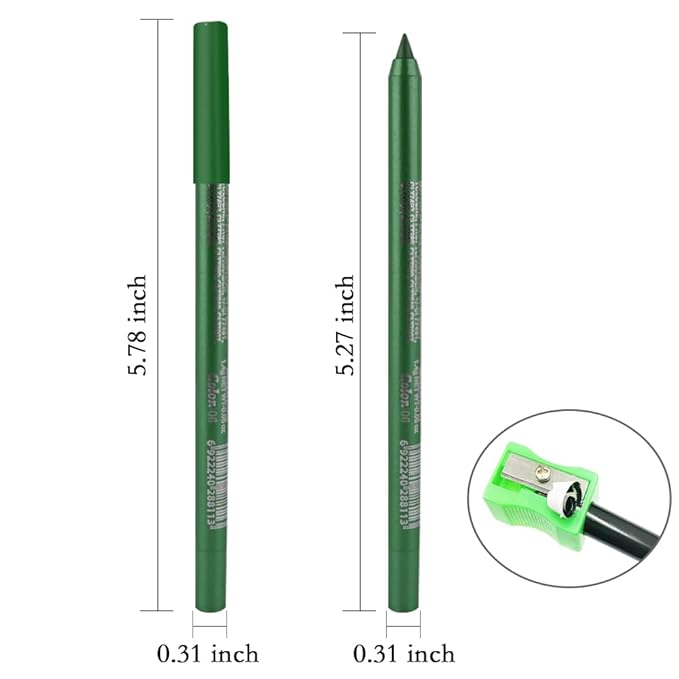 evpct 3Pcs Shimmer Emerald Green & Light Green & Shimmer Dark Green Gel Glitter Eyeliner Pencils Set for Women Waterproof Smudge Proof lapiz de ojos delineador de ojos contra el agua Eye Liner Makeup