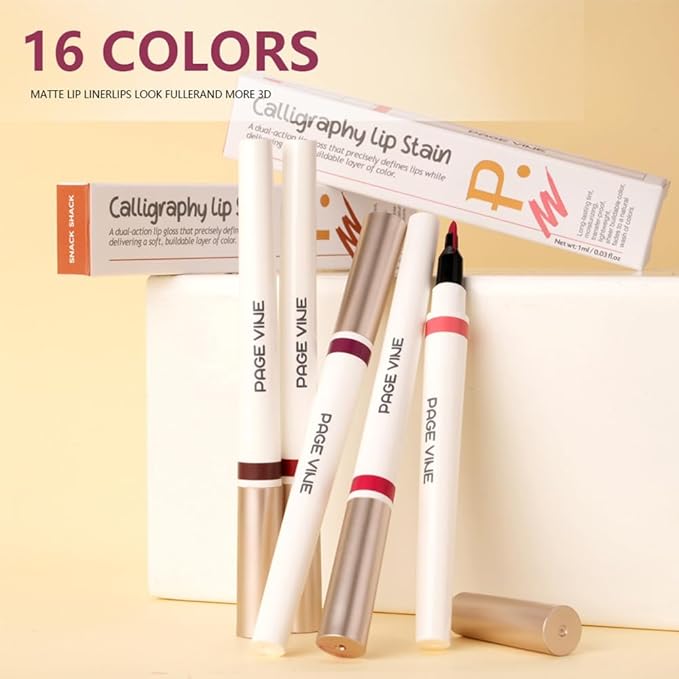 Matte Calligraphy Liquid Lip Liner Lipstick Pencil, Nude Pink Long-Lasting Transfer-Proof Lip Stain, Lightweight Lipstick, Sheer Buildable Color, Fades to a Natural Wash of Colors