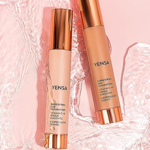 YENSA Serum Foundation Makeup - Super Silk Full Coverage Foundation Enriched with Peptides, Vitamin C & Ferulic Acid to Help Reduce Fine Lines, Wrinkles & Dark Circles - Fair 1 (1 oz)