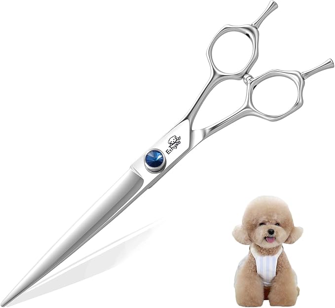 7" Dog Grooming Scissors, Premium Stainless Steel Pet Straight Shears for Dogs, Cats, and Small Animals, Sharp for Grooming Thick Hair