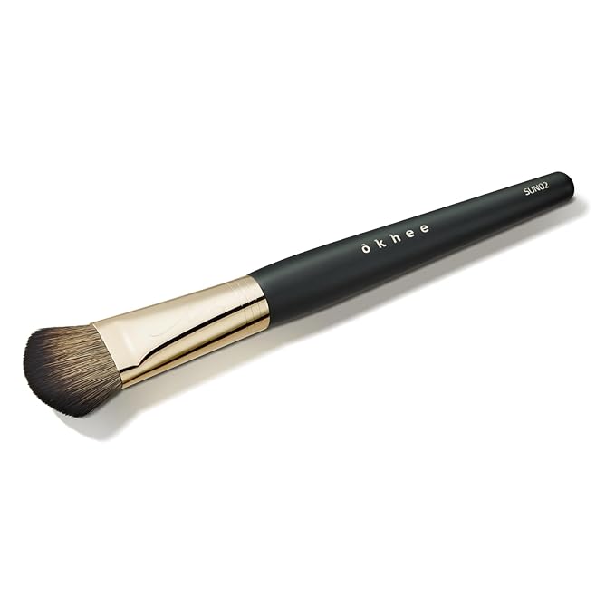SOO ADOR okhee Contour Brush SUN02 - Angled Brush for Precise Contouring | K-Pop Makeup Artist Seo Ok Design | Synthetic Bristles, Black