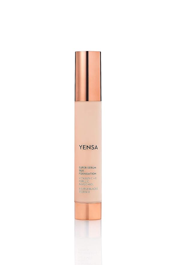 YENSA Serum Foundation Makeup - Super Silk Full Coverage Foundation Enriched with Peptides, Vitamin C & Ferulic Acid to Help Reduce Fine Lines, Wrinkles & Dark Circles - Light 2 (1 oz)