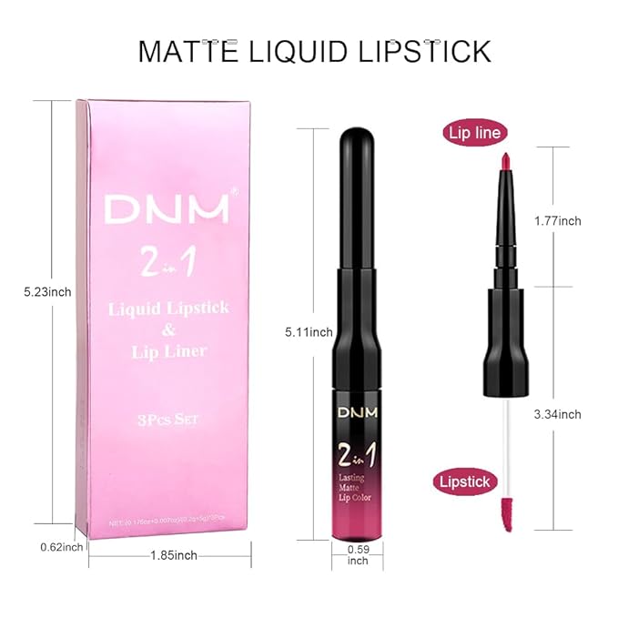 evpct 3Pcs Rose red plum Warm pink Deep cranberry Lip Stain Matte Lip Liner and Lipstick Set Long Lasting labiales matte mate larga duracion listip 24 hour a prueba de agua mate 24 horas originales