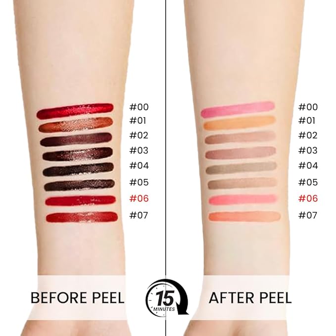 Matte Lip Gloss Stain-Peel Off Lip Liner Tattoo, Pinkish Red Peel-Off Lip Tint，Long Lasting Peel Off Lip Stain, Waterproof Transfer-proof Lip Mask Lip Liner Peel Off Lip Gloss,Stayn Lip Makeup.06#