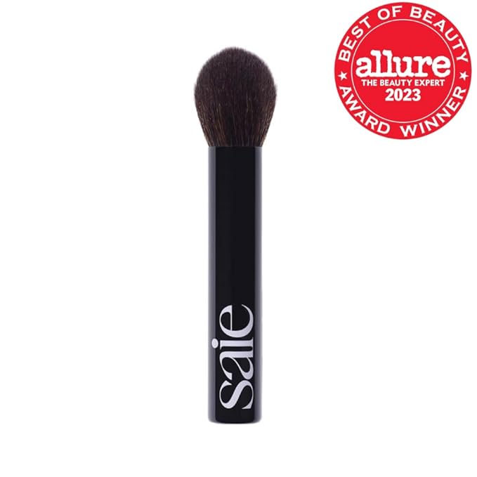 Saie The Fluffy Brush - Soft, Multi-Use Pressed + Loose Powder Brush - Fluffy Makeup Brush with Tapered Tip for Precise Application - Vegan, Cruelty-Free (1 Count)