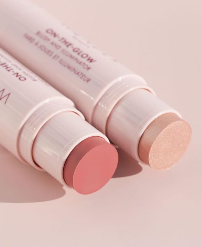 Wander Beauty On-the-Glow Blush and Illuminator - Sienna Sunset/Nude Glow - 7-in-1 Hydrating Cream Blush & Highlighting Stick - Stick Blush for Cheeks, Lip & Body - Highlighter Makeup & Blush - 0.4 oz