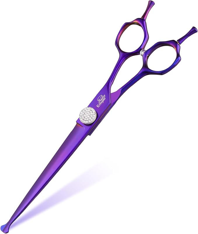 7" Straight Dog Grooming Scissors, Professional Pet Trimming Shears for Dogs and Cats, 440C Stainless Steel with Round Tips & Sharp Blades, Comfortable Grip for Groomers