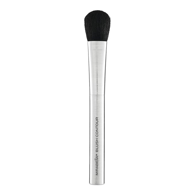 Mirabella Contouring Blush Brush, Premium Professional Makeup Brush Collection, Cruelty-Free Synthetic Bristle Brush with Hand-Sculpted Brushed Aluminum Handle, Luxury Blending Brush for Makeup