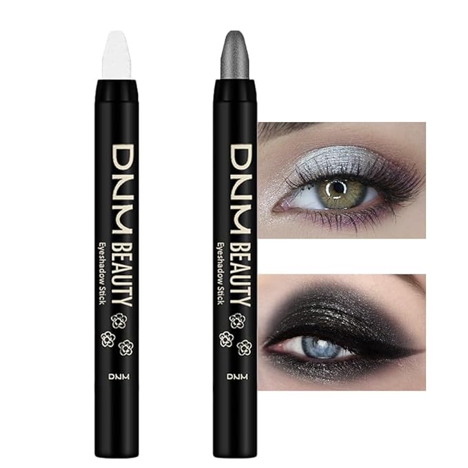 evpct 2Pcs Cream Eyeshadow Sticks Set for Eyes Pearl White & Pearl Black Shimmer Eye Crayon Shadow Brightener Stick Pencil Pen Bulk sombras en crema para ojos 01+03