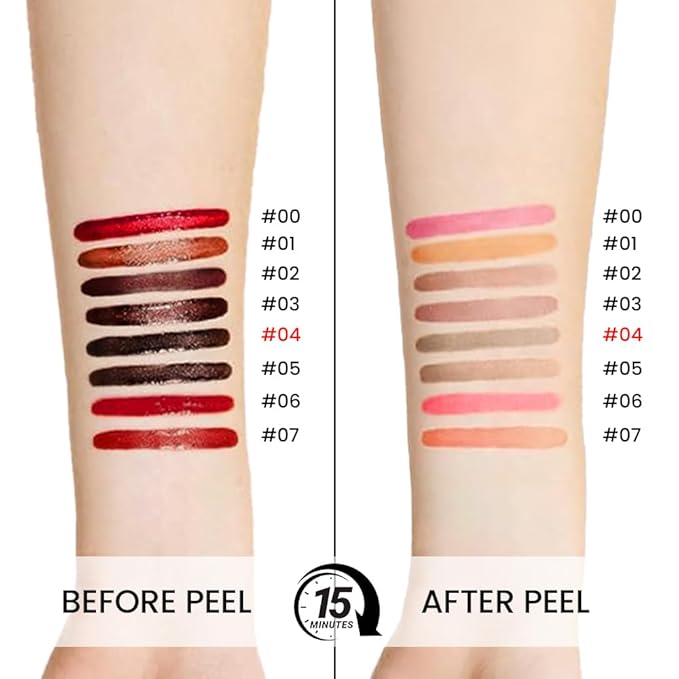 Matte Liquid Lip Stain Peel Off Lip liner Tattoo, Light Taupe Matte Peel Off Lip Stain, Long Lasting Waterproof Lipstick Lip Gloss Stain, Transfer-proof for All Skin Types, 0.12 fl oz 04#