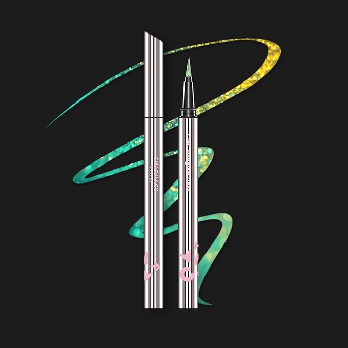 CHARMACY New Chameleon Liquid Eyeliner, Highly Pigmented, Metallic MultiColor Shifting Waterproof, Ultra-Fine Tip, Longwearing, Smudge-proof (A04 Ocean Glint)