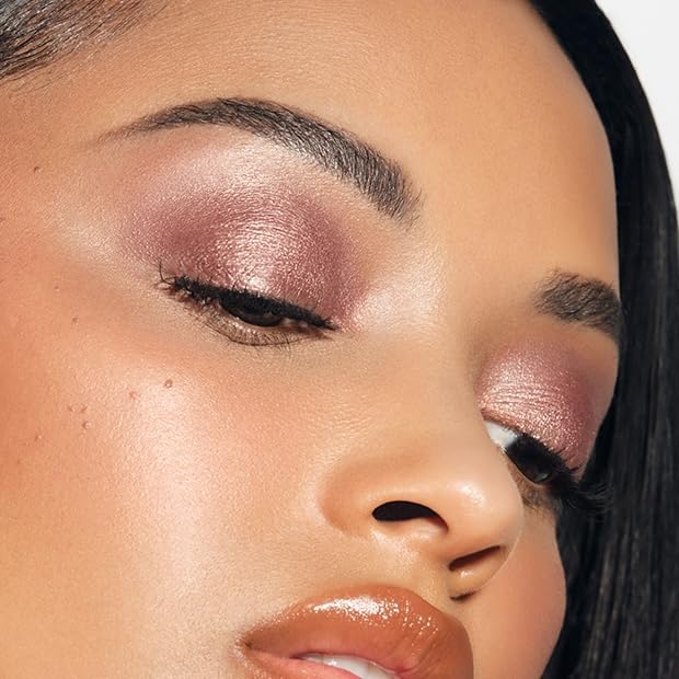 MAKE Beauty Multi-Chromatic Eye Shadow. Metal Reflecting Luminous Foil Finish Creamy, Buildable, Dimensional Long-wear, Crease-proof Powder Eyeshadow, Multichrome Shade - Quartz, Taupe