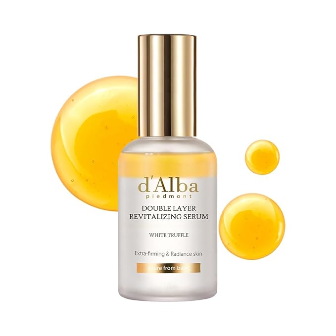 d'alba Piedmont Italian White Truffle Double Layer Revitalizing Serum, 100hr Hydration, Hyaluronic Acid and Centella Asiatica, Skin Firming and Tightening, Long-lasting Korean Skin Care (1.69 fl.oz)