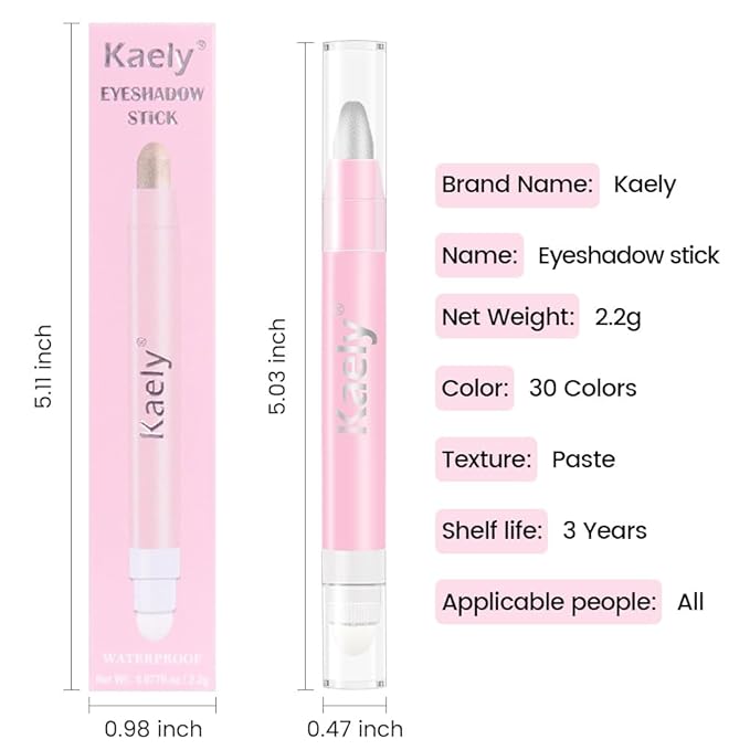 Kaely 2in1 Cream Eye Shadow Brightener Sticks for Eyes, Pencil Eyeshadow Applicator Stick Waterproof Pigmented, Eye Shadow Palette Highlighter Makeup, sombras para ojos, 16 Silver Shimmer