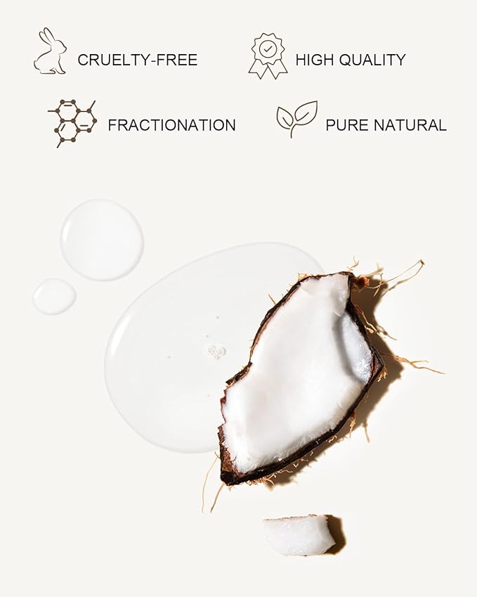 Fractionated Coconut Oil for Skin 16 Oz, 100% Pure & Natural Liquid Coconut Oil, Moisturizer for Hair, Face, Body, Carrier Oil for Essential Oils Mixing, Massage, Hexane Free, Unscented