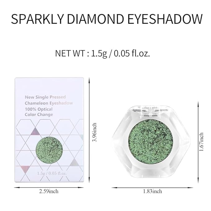 evpct Fairy Green to Light Blue Chameleon Eyeshadow Palette, Color Changing Loose High Pigment Shimmer Metallic Rainbow Eyeshadow Makeup Pallet, Green Blue Holographic Multichrome Eyes Highlighter
