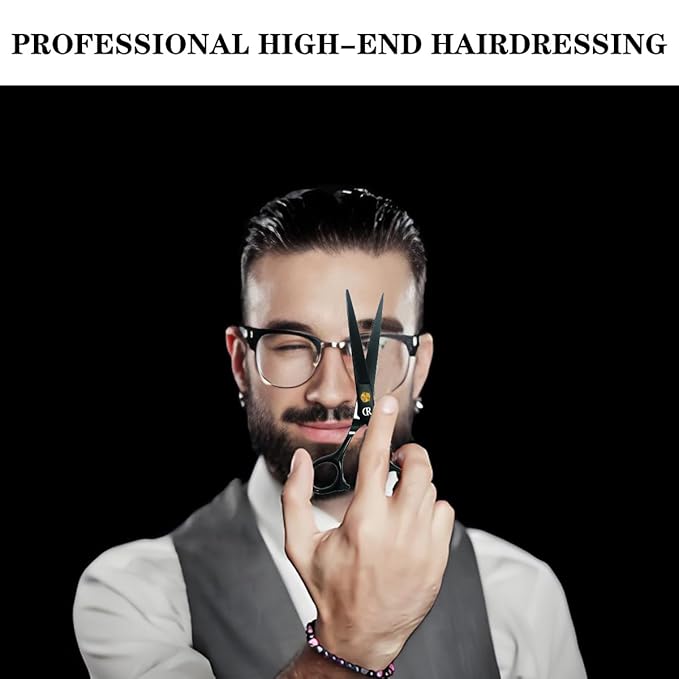 Professional Hair Cutting Shears,6 Inch Barber hair Cutting Scissors Sharp Blades Hairdresser Haircut For Women/Men/kids 420c Stainless Steel (Black)
