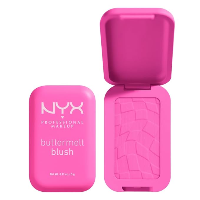 NYX PROFESSIONAL MAKEUP Buttermelt Powder Blush, Fade and Transfer-Resistant Blush, Up to 12HR Make Up Wear, Vegan Formula - My Butta Half