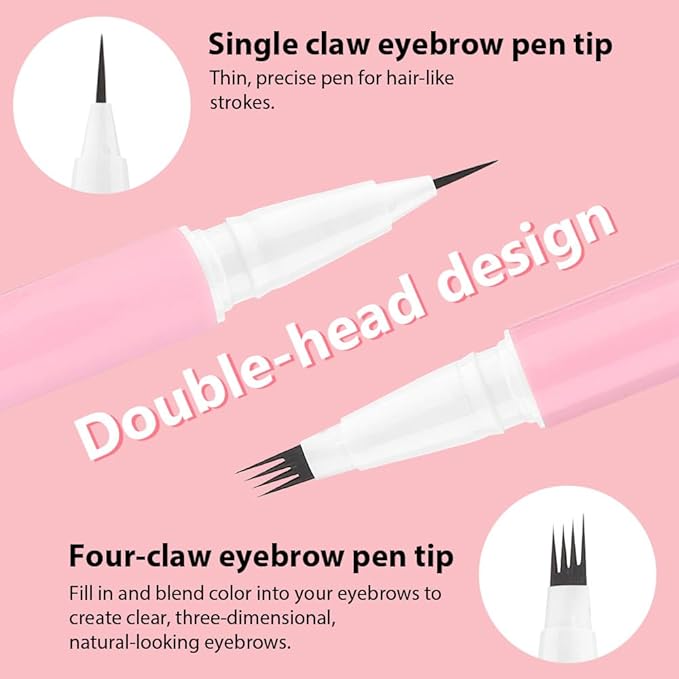 1Pcs Brown Magic Microblading Eyebrow Pencil Contouring Pen Brow for Eyes, Dual-Ended Micro-Fork-Tips Applicator for Hair Like Strokes with Dual-ended Eyebrow Brush Long Wear Waterproof lápiz de cejas