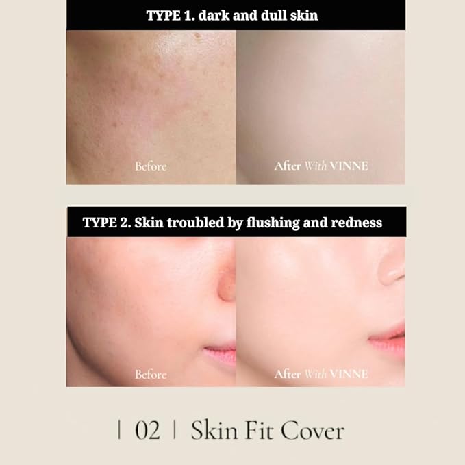 VINNE Korean Cushion Foundation, Lightweight Essence Makeup Natural and Dewy Finish, 12-Hour Lasting Effect, 0.42 Oz - #23 Natural Beige (Refill Not Included)