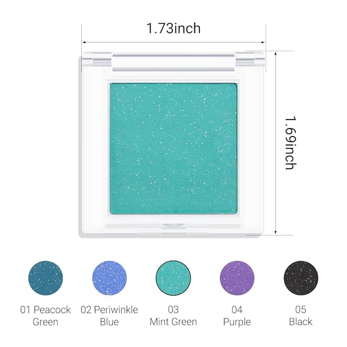 Shimmer Single Eye Shadow Palette Makeup, Mint Green Shimmer Monochrome Eyeshadow Halloween Birthday Party Wear For Green Blue Eye, Pigmented Waterproof Sombras Para Ojos