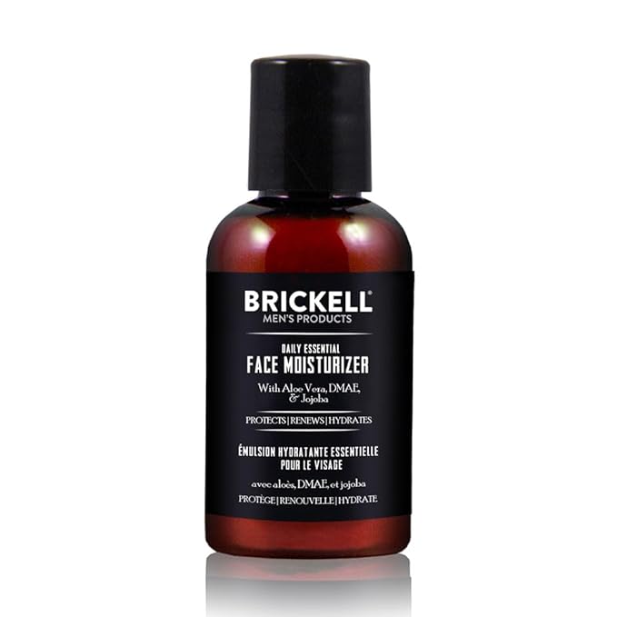 Brickell Men's Daily Essential Face Moisturizer for Men, Natural and Organic Fast-Absorbing Face Lotion with Hyaluronic Acid, Green Tea, and Jojoba, 2 Ounce, Unscented
