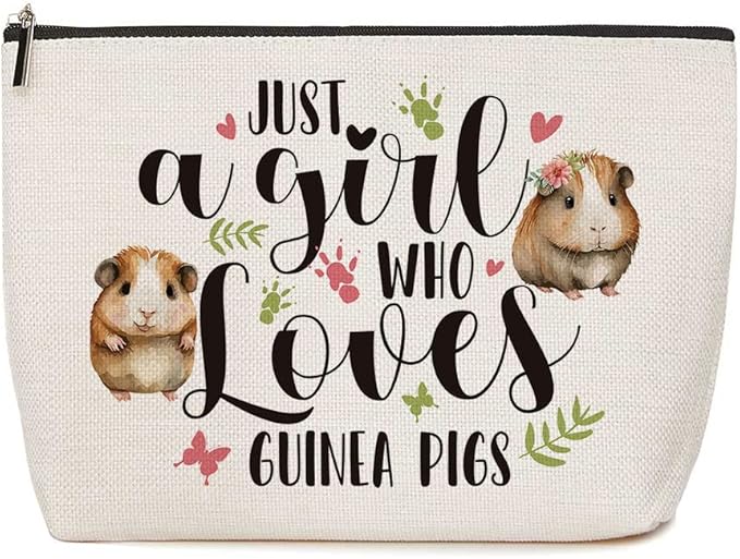 Pig Gifts Guinea Pig Makeup Bag Guinea Pig Stuff Animal Lover Gift Pig Purse Pouch Birthday Gifts for Her Best Friend Sister Animal Lovers Just A Girl Who Loves Guinea Pigs
