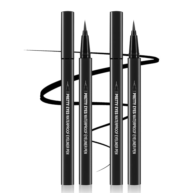 Boobeen 2pcs Liquid Eyeliner Pen, Matte Eye Liner with Precision Tip, Long Lasting Eyeliner Pencil for Bold Eye Makeup, Glides on Smoothly