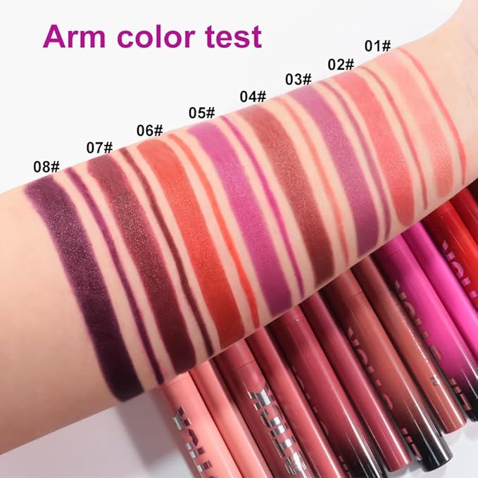 2Pcs 2 in 1 Matte Dark Purple Lip Liner and Lipstick Combo Set for Women,Lipstick Stain Lip Liner for Daily & Party Long Lasting Waterproof Smudge Proof 24 Hour Full Coverage Vegan Lip Makeup Kit