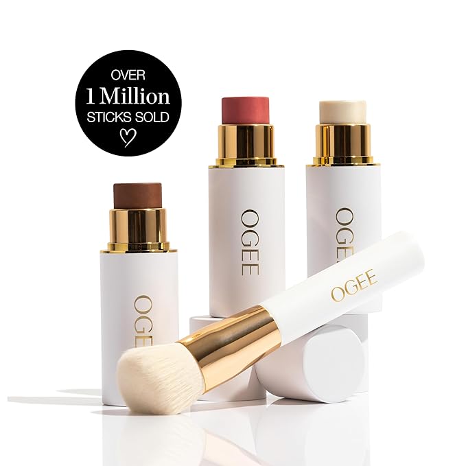 Ogee Face Stick Crystal Collection Trio - Contour Stick Makeup Collection - Certified Organic Contour Palette - Includes Bronzer Stick, Blush Stick & Highlighter Stick