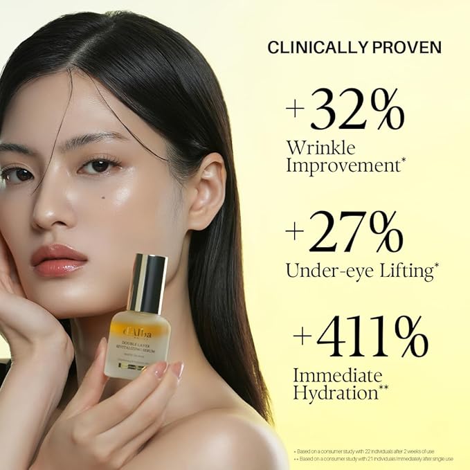 d'alba Piedmont Italian White Truffle Double Layer Revitalizing Serum (1.01 fl.oz), 100hr Hydration, Hyaluronic Acid and Centella Asiatica, Skin Firming and Tightening, Long-lasting Korean Skin Care